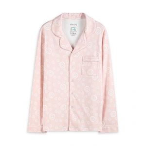 Bamboo Button Design Pajama Tops Pajama Pants Pink Pajama Sets for Women